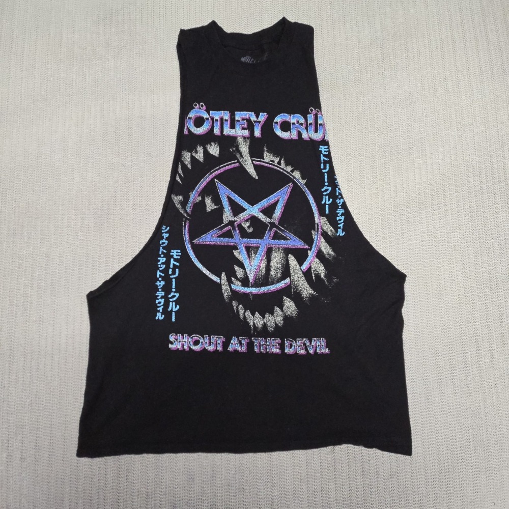 Mötley Crüe Shirt Mens Large Black Shout At The Devil Graphic Band Tank Top